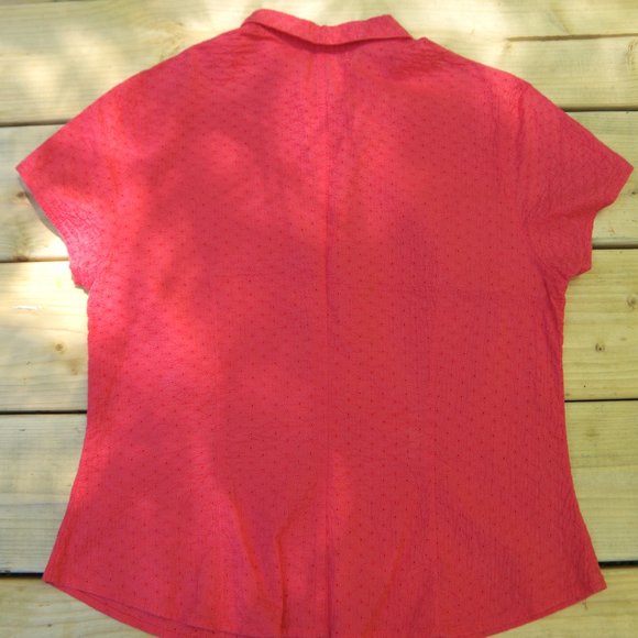 100% Cotton 8P/M Embroidered Eyelet Lace Button-Down Tailored Blouse i.e. petite - Picture 4 of 4